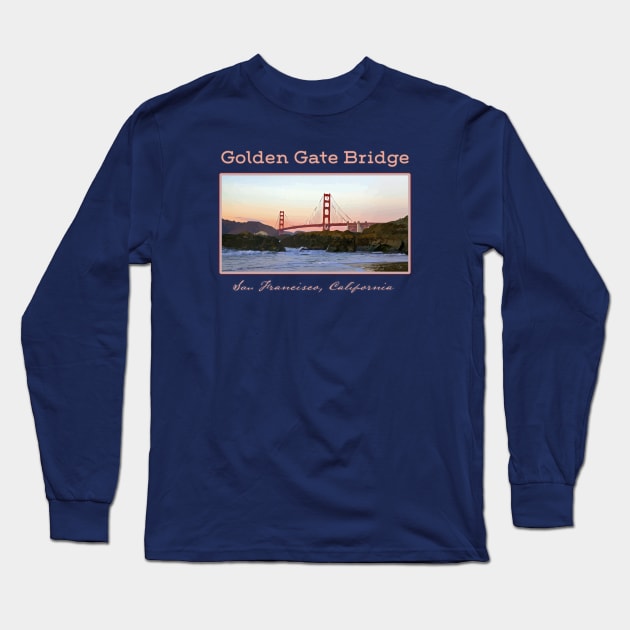 Golden Gate Bridge - San Francisco California - scenic, retro design Long Sleeve T-Shirt by jdunster